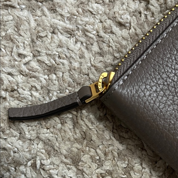 Tory Burch Britten Dark Gray Pebbled Leather Full Zip Continental Wallet - Picture 5 of 16